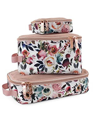Itzy Ritzy Leopard Blush Floral 3 Print Packing Cubes