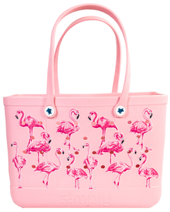Simply Southern Large Pattern Pink Flamingo Waterproof Tote Beach Bag EVA