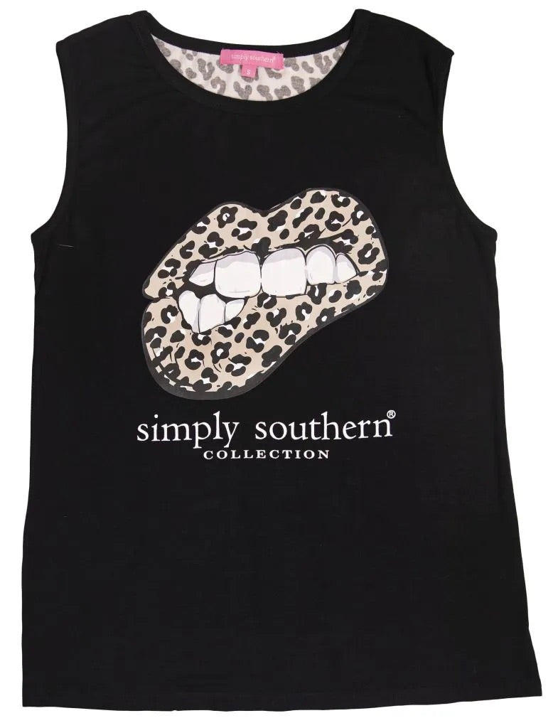 Simply Southern Tank Leopard Cheetah Lips