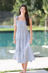 Simply Southern Navy Tiered Seer Sucker Sun Dress