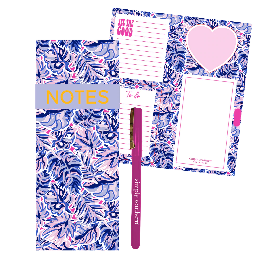 Slim Tropical Leaf Notepad Pen Set by Simply Southern