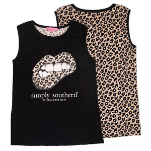 Simply Southern Tank Leopard Cheetah Lips